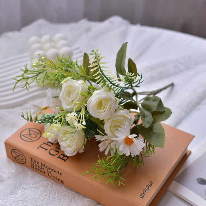 Lifelike Artificial Floral Bouquet with Fern Accents