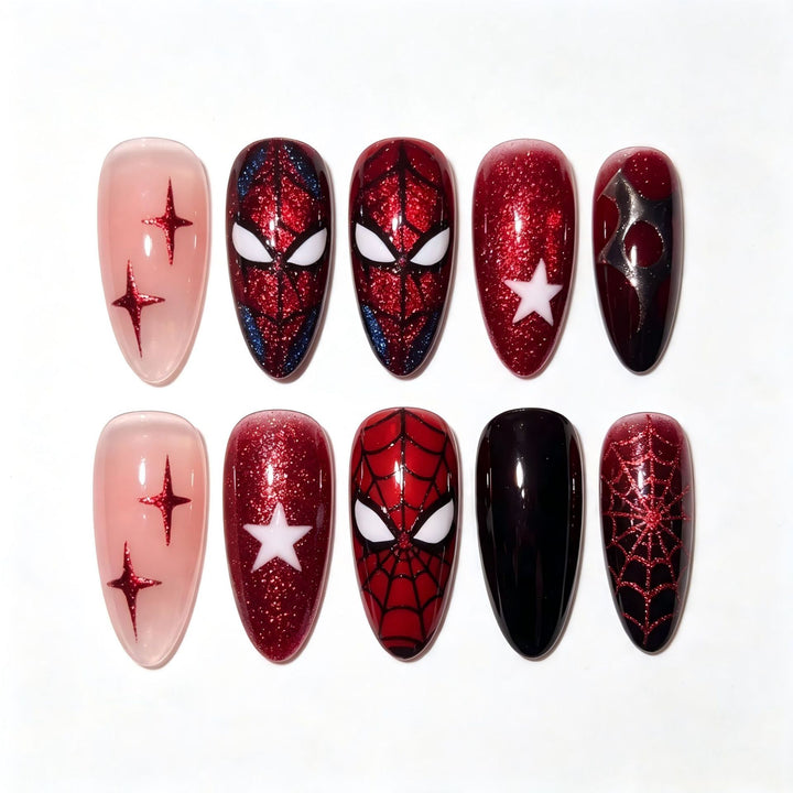 Themed Press-On Nail Set with Spider-Man Design Kalsten