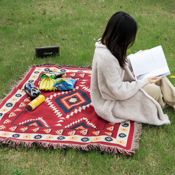 Decorative Geometric Fringe Throw Blanket