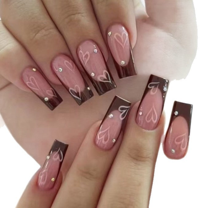 Decorative Press-On Nail Set with Heart Design Kalsten