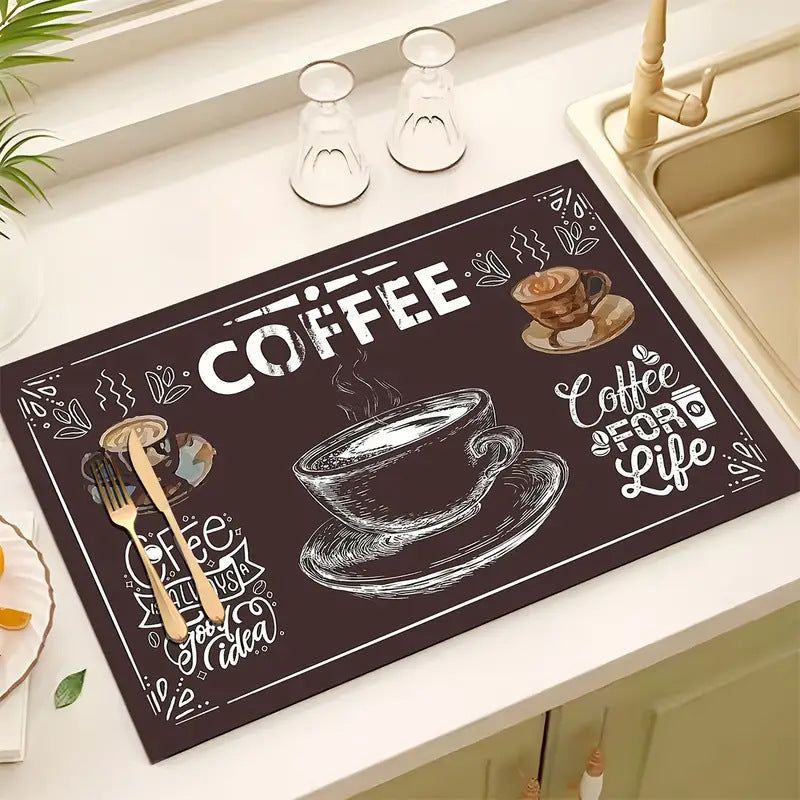 Coffee-Themed Kitchen Anti-Fatigue Mat