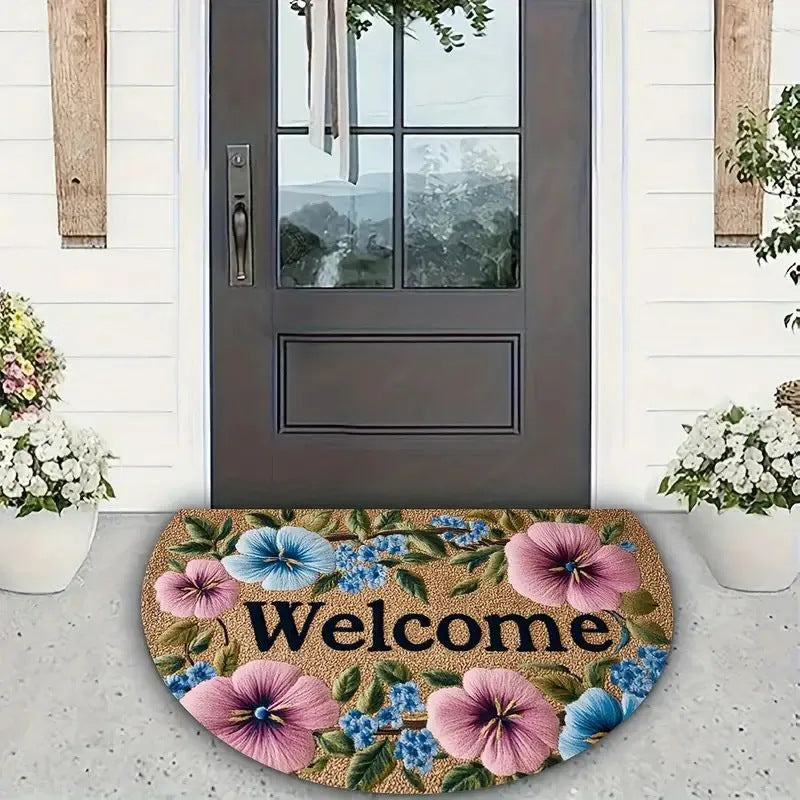 Floral Themed Welcome Mat Kalsten