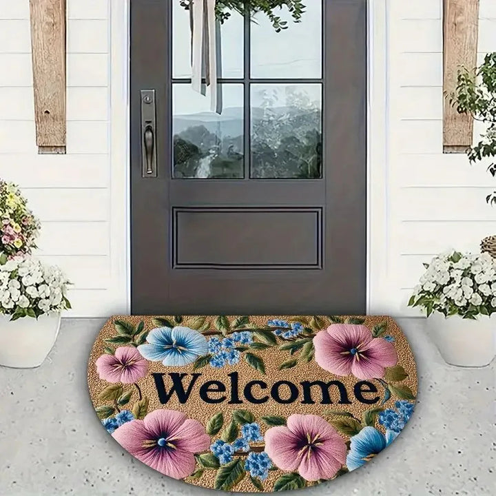 Floral Themed Welcome Mat Kalsten