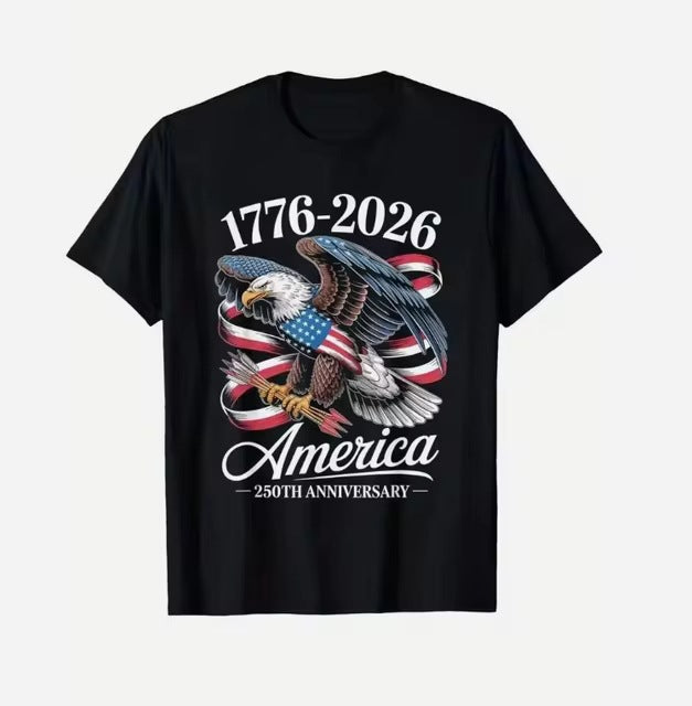Men's nan patriotic graphic cotton crewneck T-shirt with vintage eagle emblem Kalsten