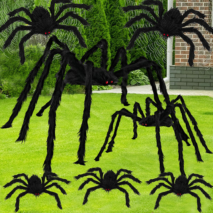 Realistic Plush Spiders Halloween Decoration Multi-Piece Set with Bendable Legs