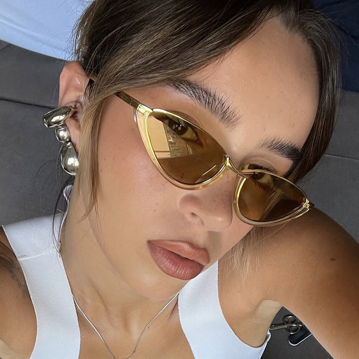 Women futuristic Cat-Eye sunglasses with golden accents Kalsten