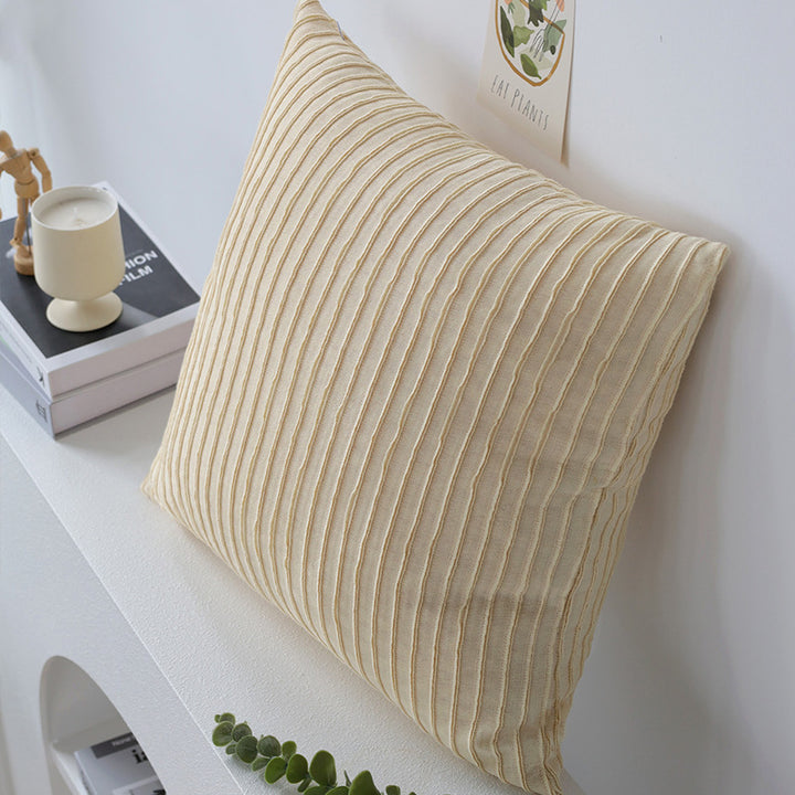 Square knitted decorative cushion cover with fine ribbed pattern Kalsten