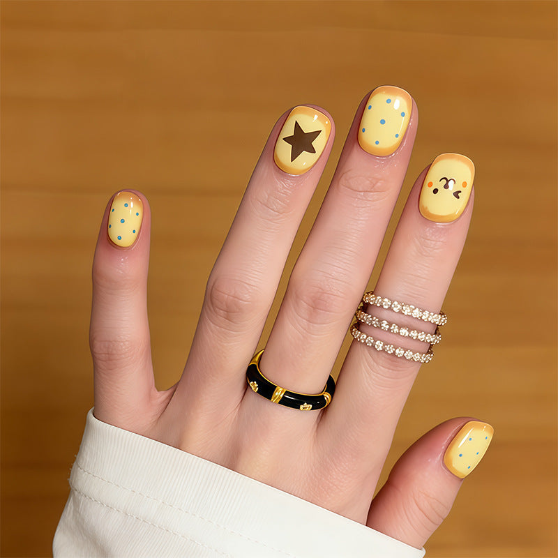 Artistic Press-On Nail Set with Playful Character Designs Kalsten