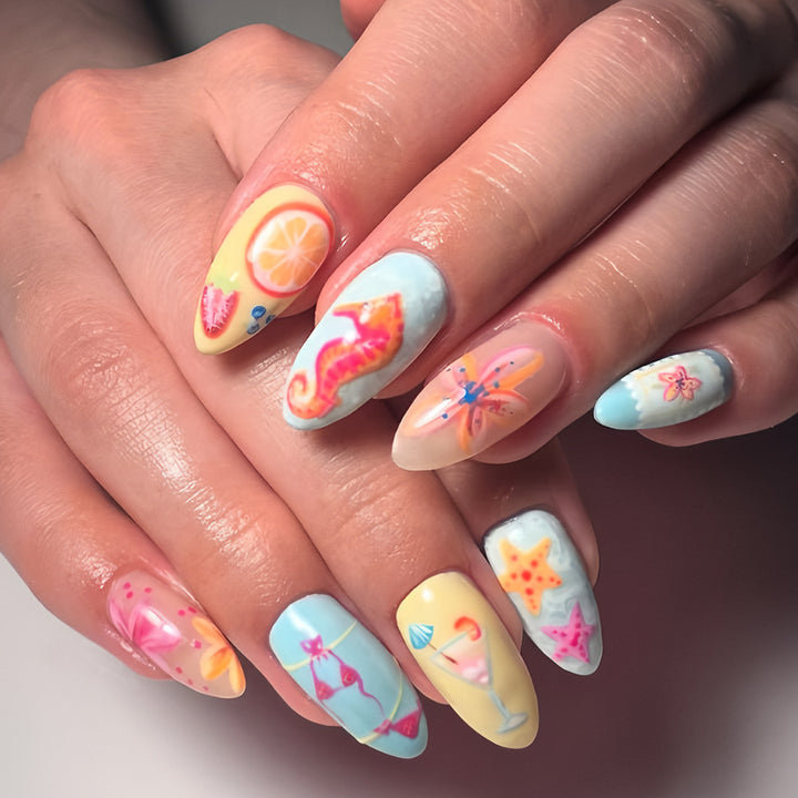 Artistic Tropical-Themed Press-On Nails Kalsten
