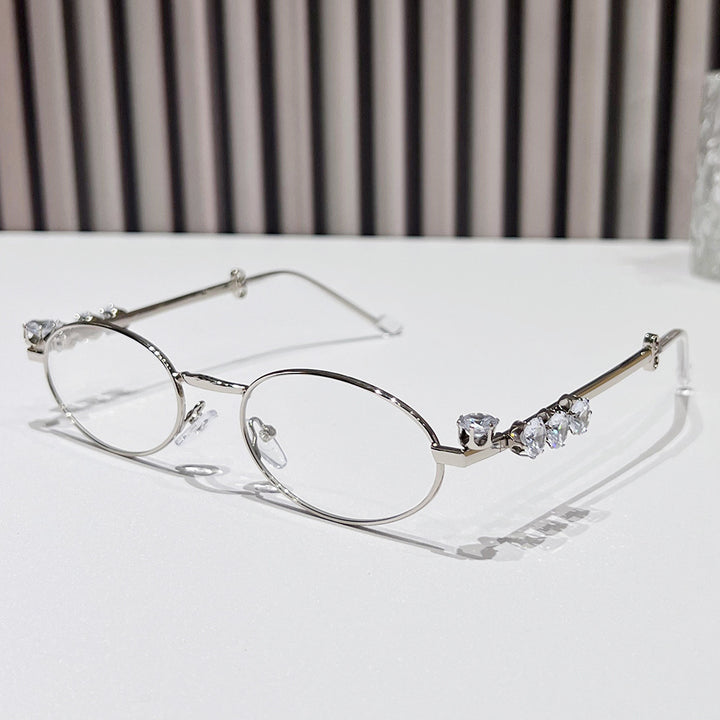 Fashion-Forward Oval Sunglasses with Crystal Accents Kalsten