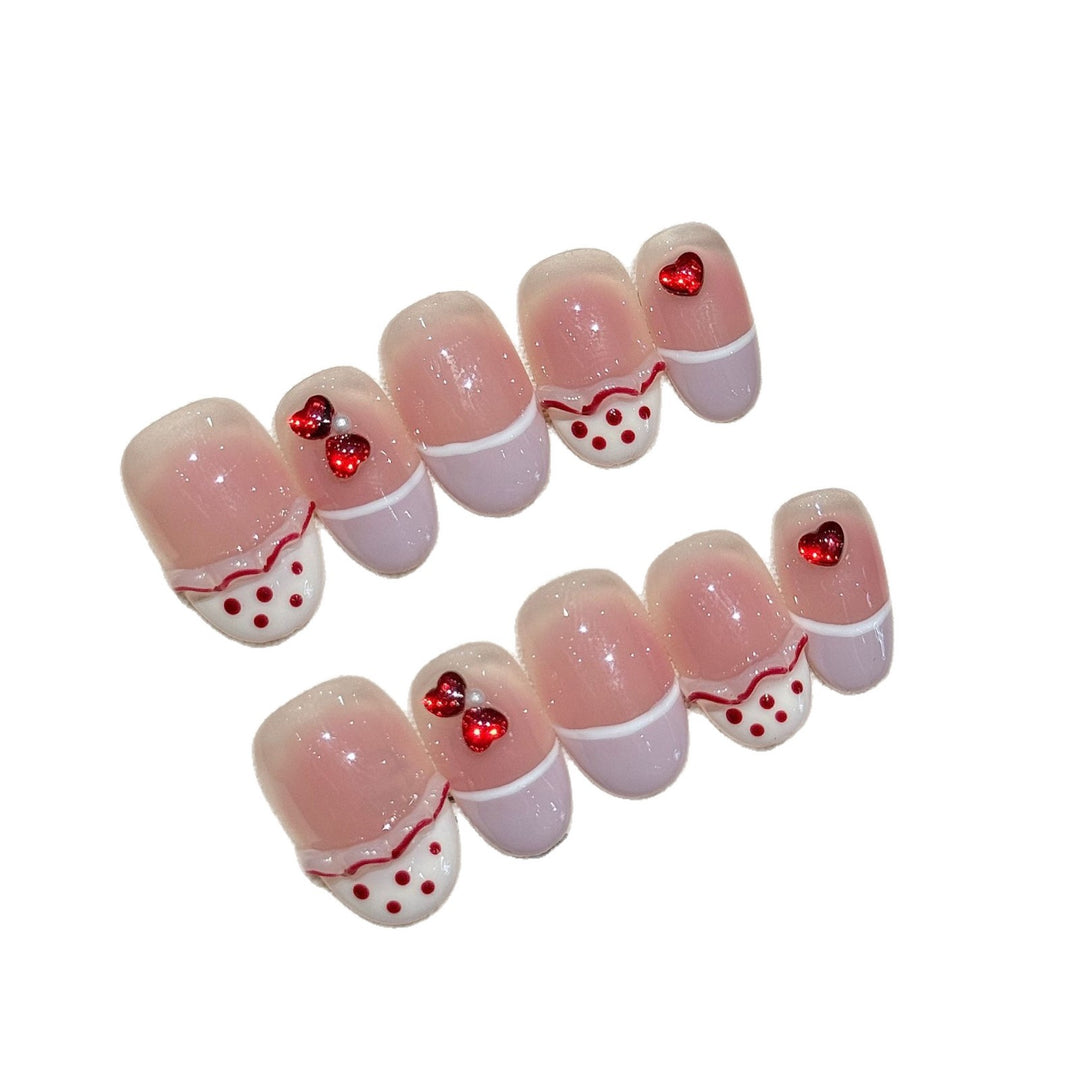 Artistic Heart and Polka Dot Press-On Nail Art Set