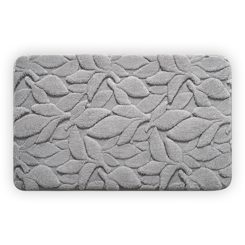 Textured Leaf Design Bathroom Rug Kalsten
