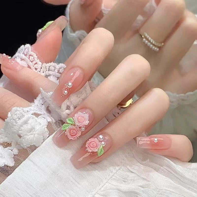 Romantic art nails with floral design Kalsten