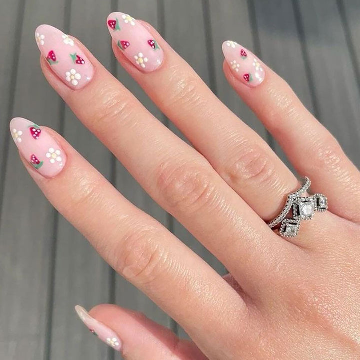 Floral Accent Press-On Nail Tips