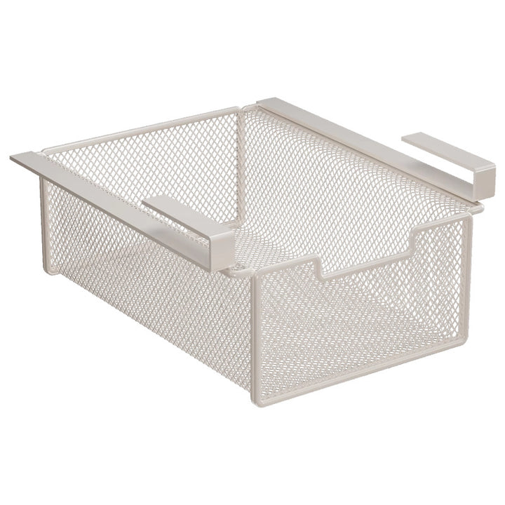 Under-Shelf Pull-Out Metal Mesh Closet Basket Organizer with Clamp Rail