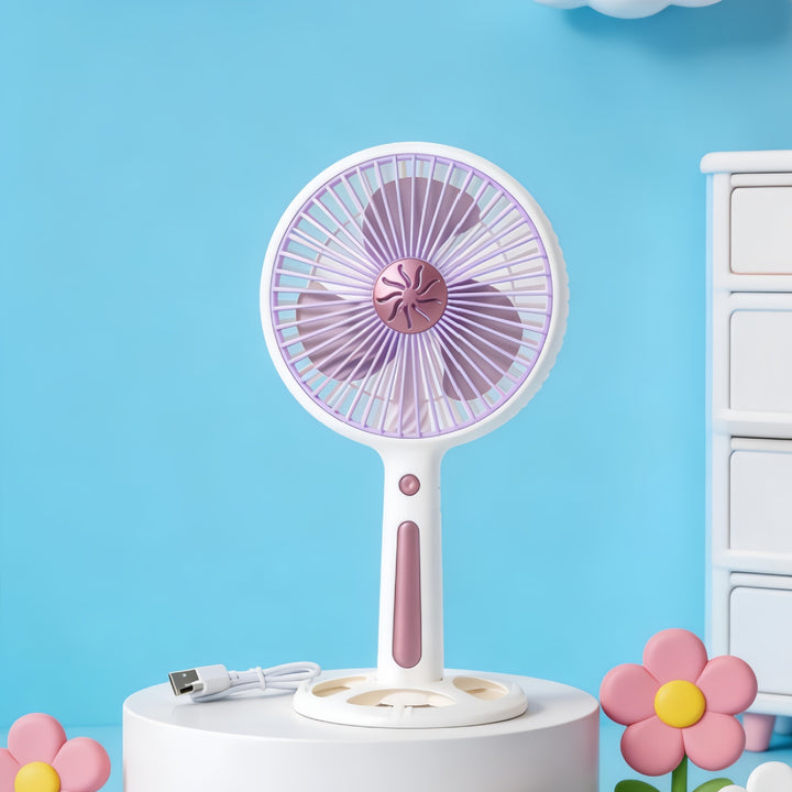 Women's Portable Mini Fan with USB Charging Function and Ergonomic Handle Kalsten