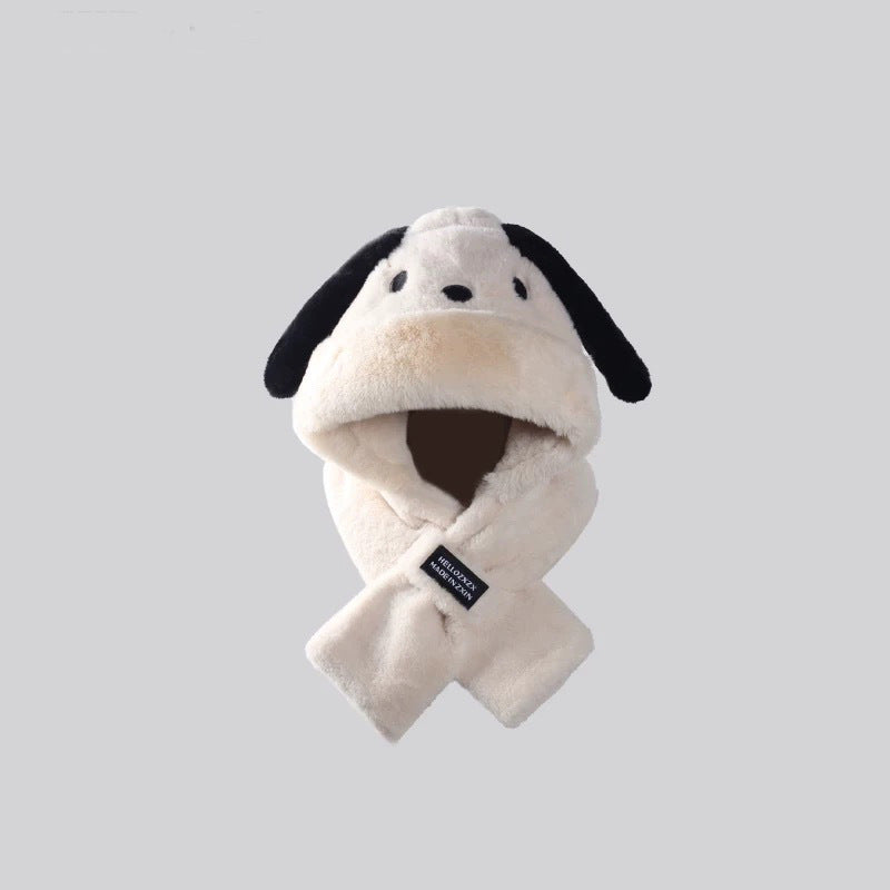 Furry Dog Eared Hooded Scarf