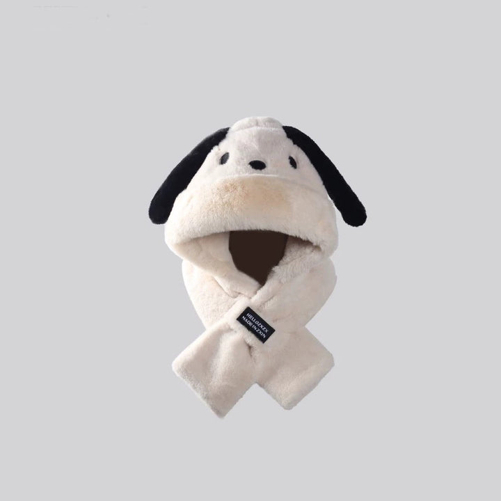 Furry Dog Eared Hooded Scarf