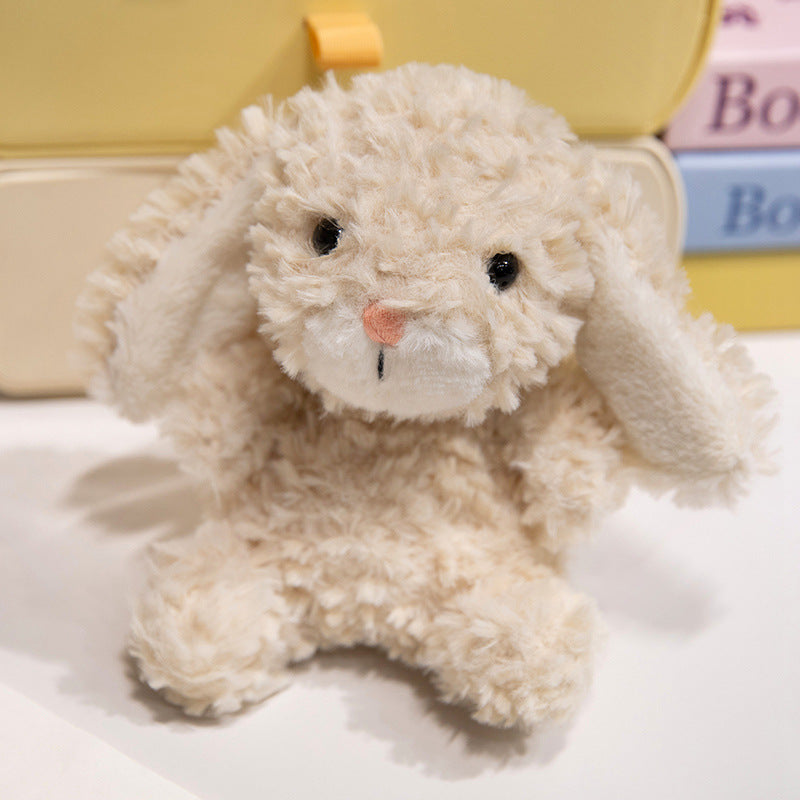 Plush Sitting Bunny Comforter with Microfiber Curly Fur Weighted Huggable Core & Embroidered Face Kalsten