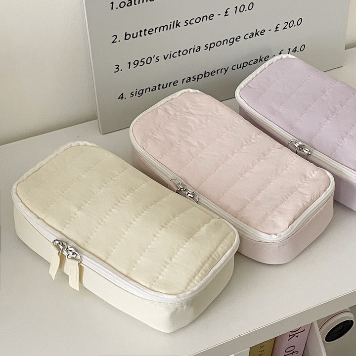 Quilted Multi-Compartment Pencil Case