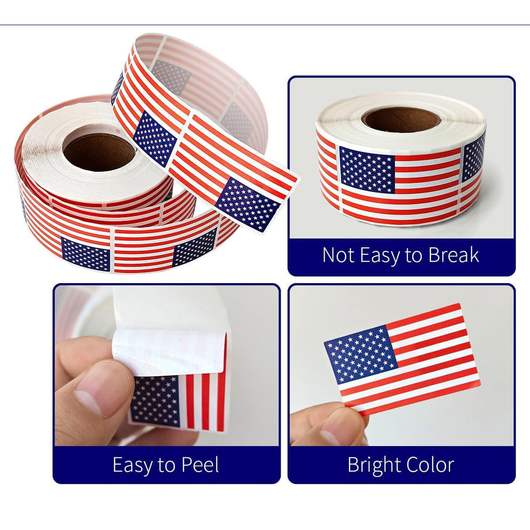 Independence Day adhesive USA flag sticker roll with glossy die-cut labels Kalsten