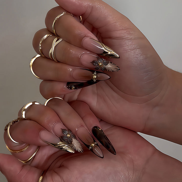 Artistic Stiletto Press-On Nail Set with Creative Patterns kalsten