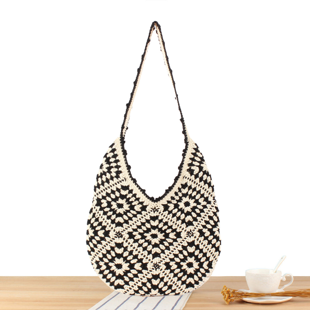 Handmade Macrame Shoulder Bag with Floral Patterns Kalsten