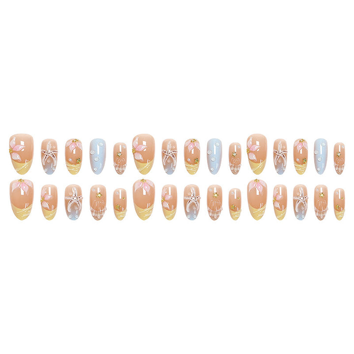 Artificial nails with floral motifs and glitter details Kalsten