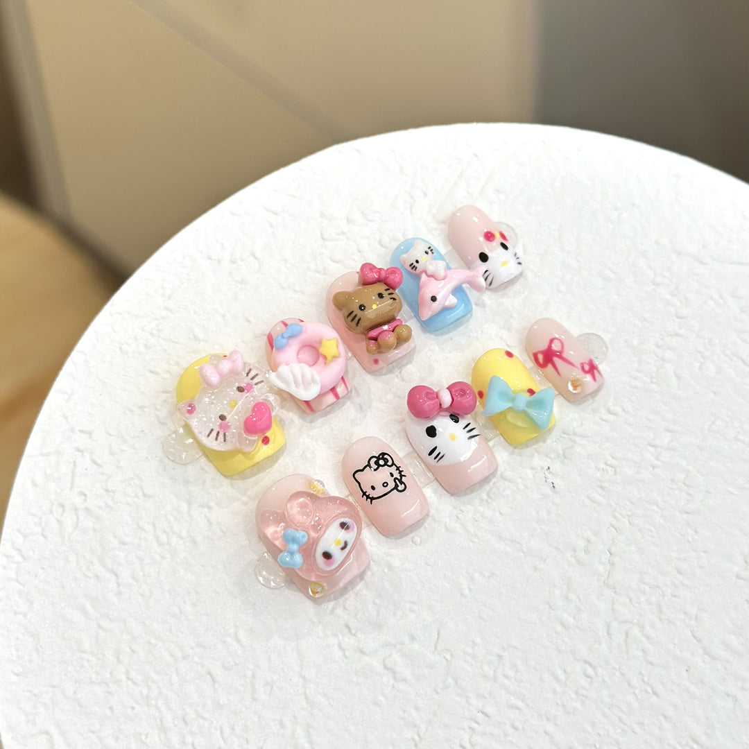 Whimsical Cartoon Character Press-On Nail Set