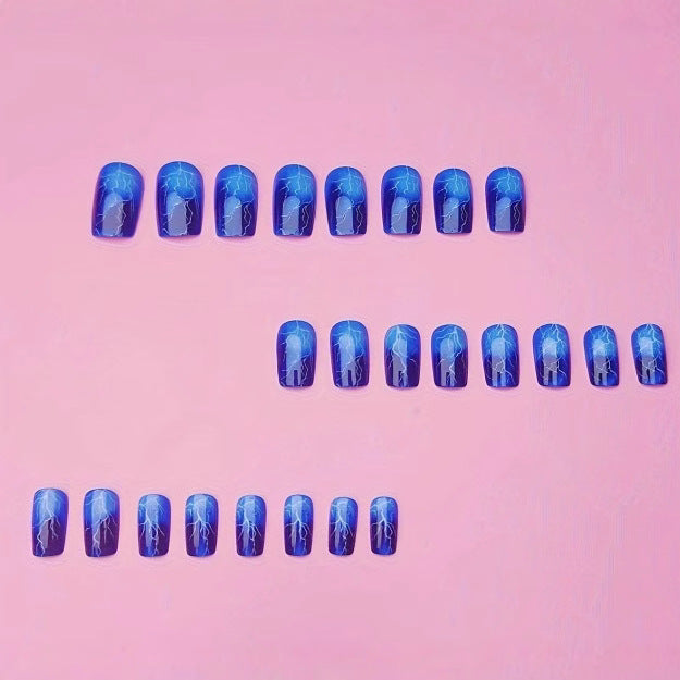 Lightning-Patterned Acrylic Nail Art Enhancements Kalsten