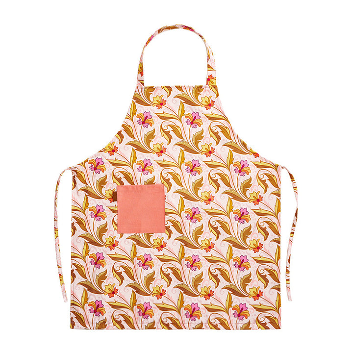 Printed cotton kitchen apron with pocket and adjustable neck strap Kalsten
