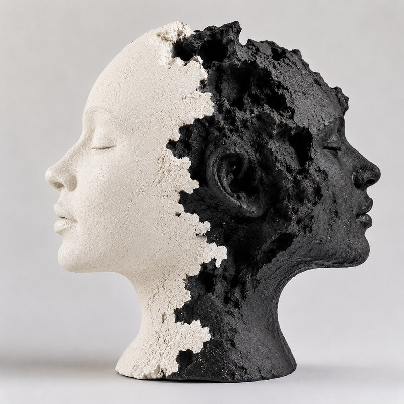 Artistic Gold and Black Decorative Bust Sculpture