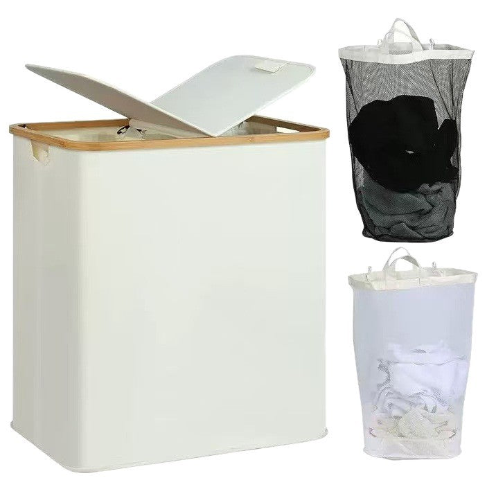 Laundry basket with lid and shelf table Kalsten
