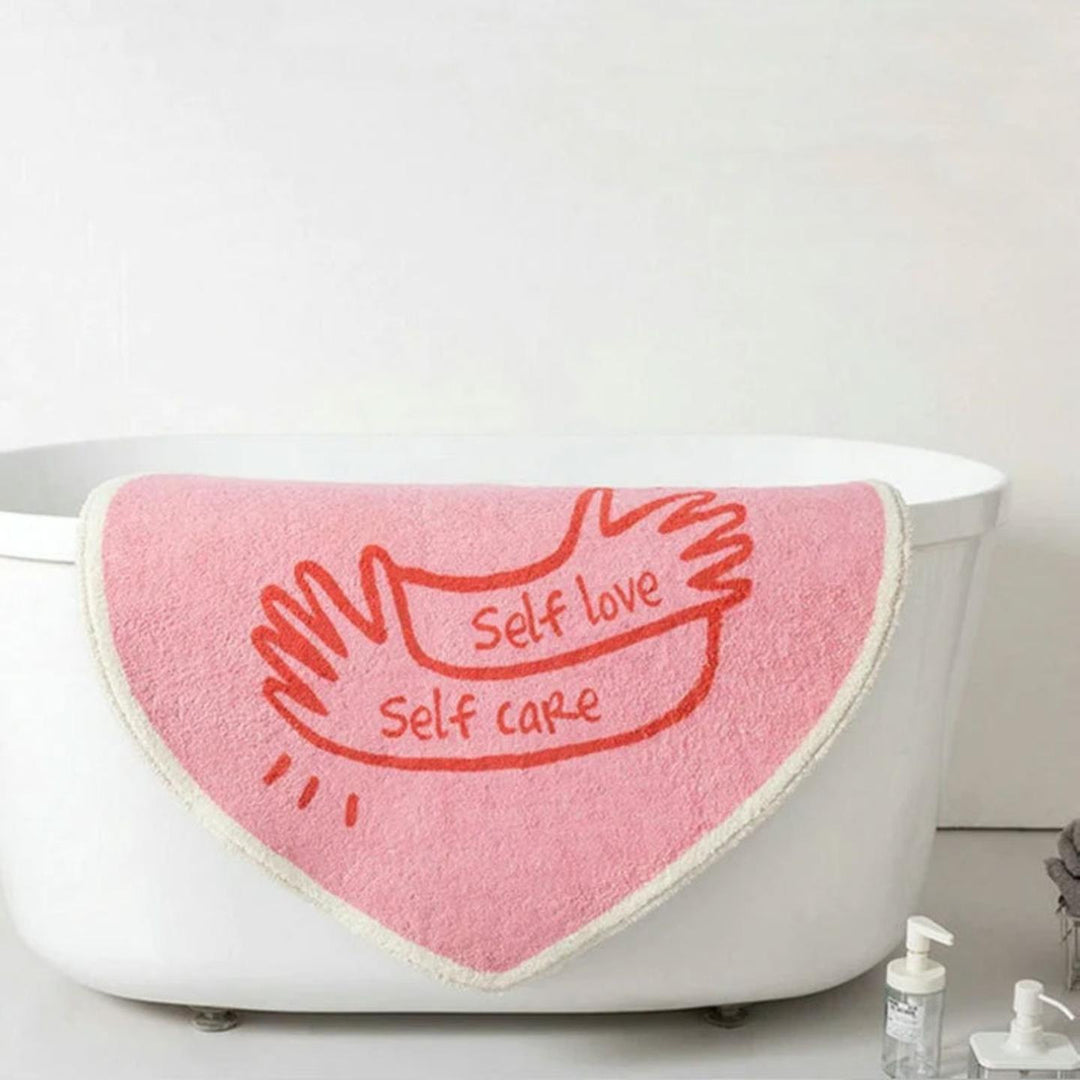 Heart-Shaped Plush Bath Mat