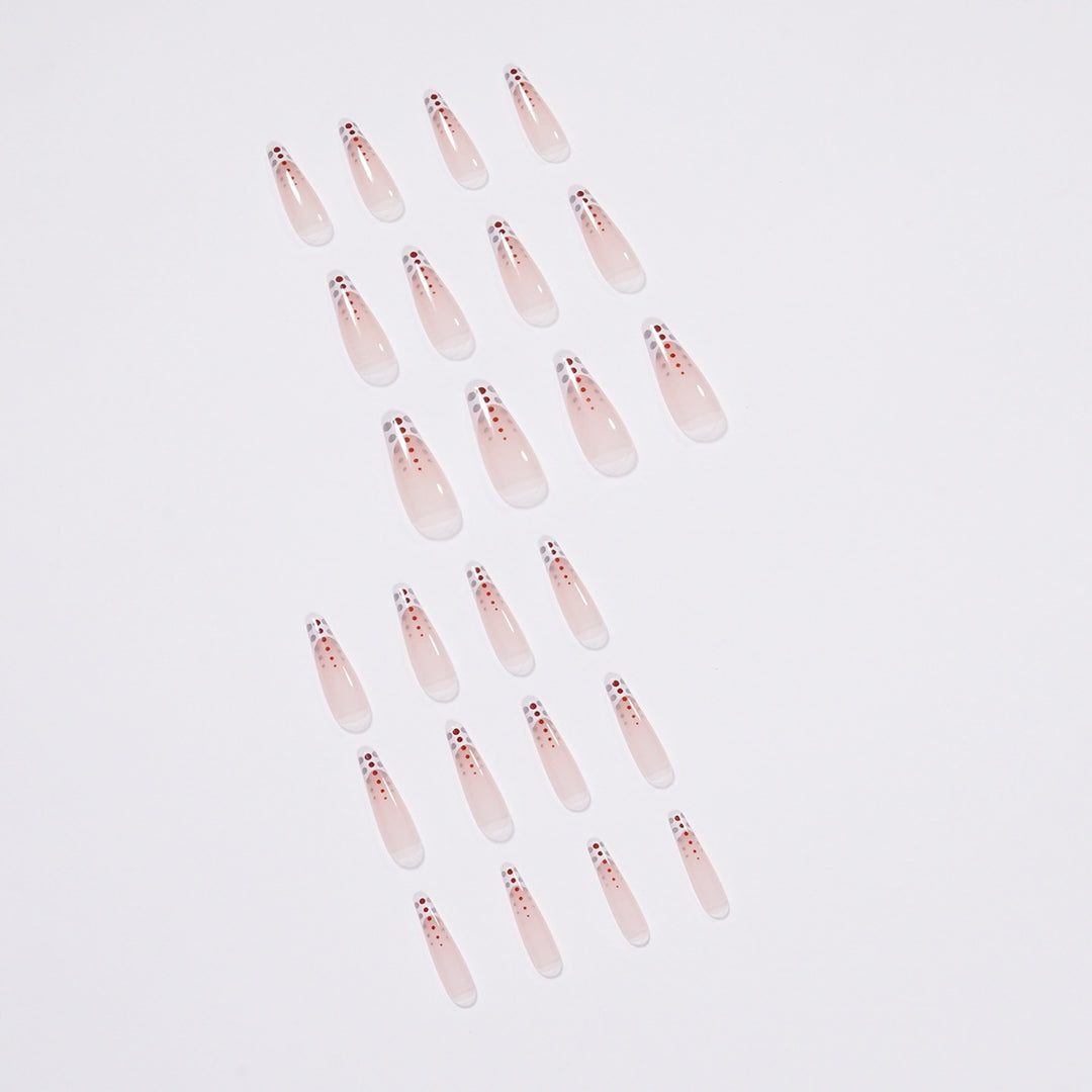 Artistic Nail Extensions with Elegant Dots and Shimmering Ombré Kalsten