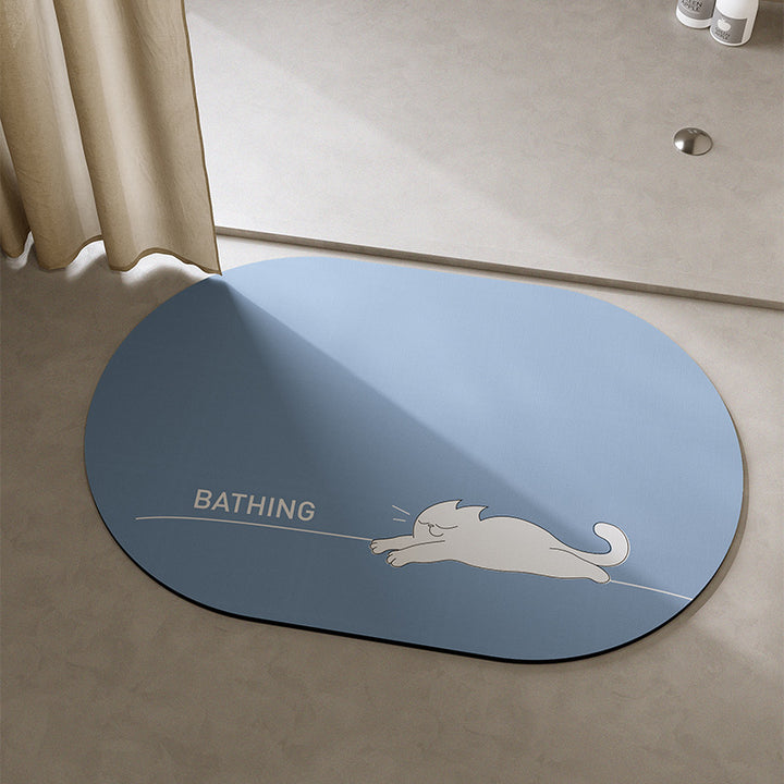 Playful Cat-Themed Bath Mat Kalsten