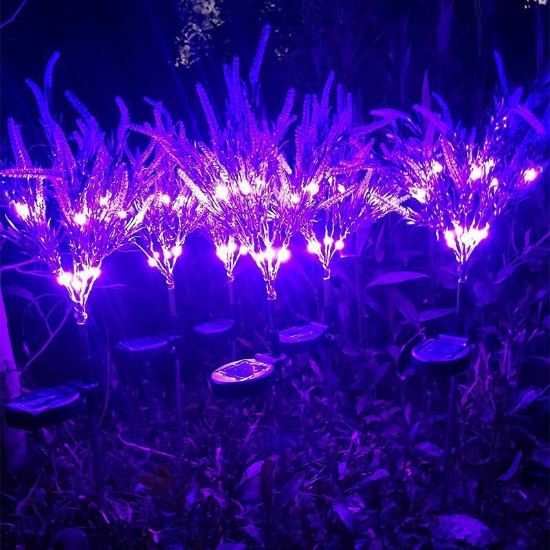 Solar-Powered Simulated Lavender Blossom Garden Stake Lights With Stake-Mounted Control Kalsten