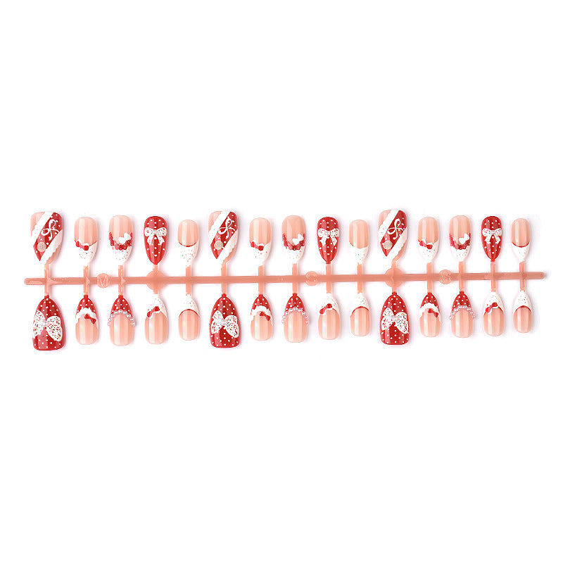 Decorative Bow-Embellished Press-On Nail Art Set Kalsten