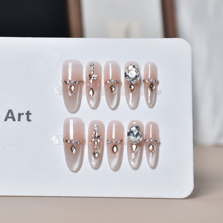 Elegant Rhinestone-Decorated Press-On Nail Extensions Kalsten