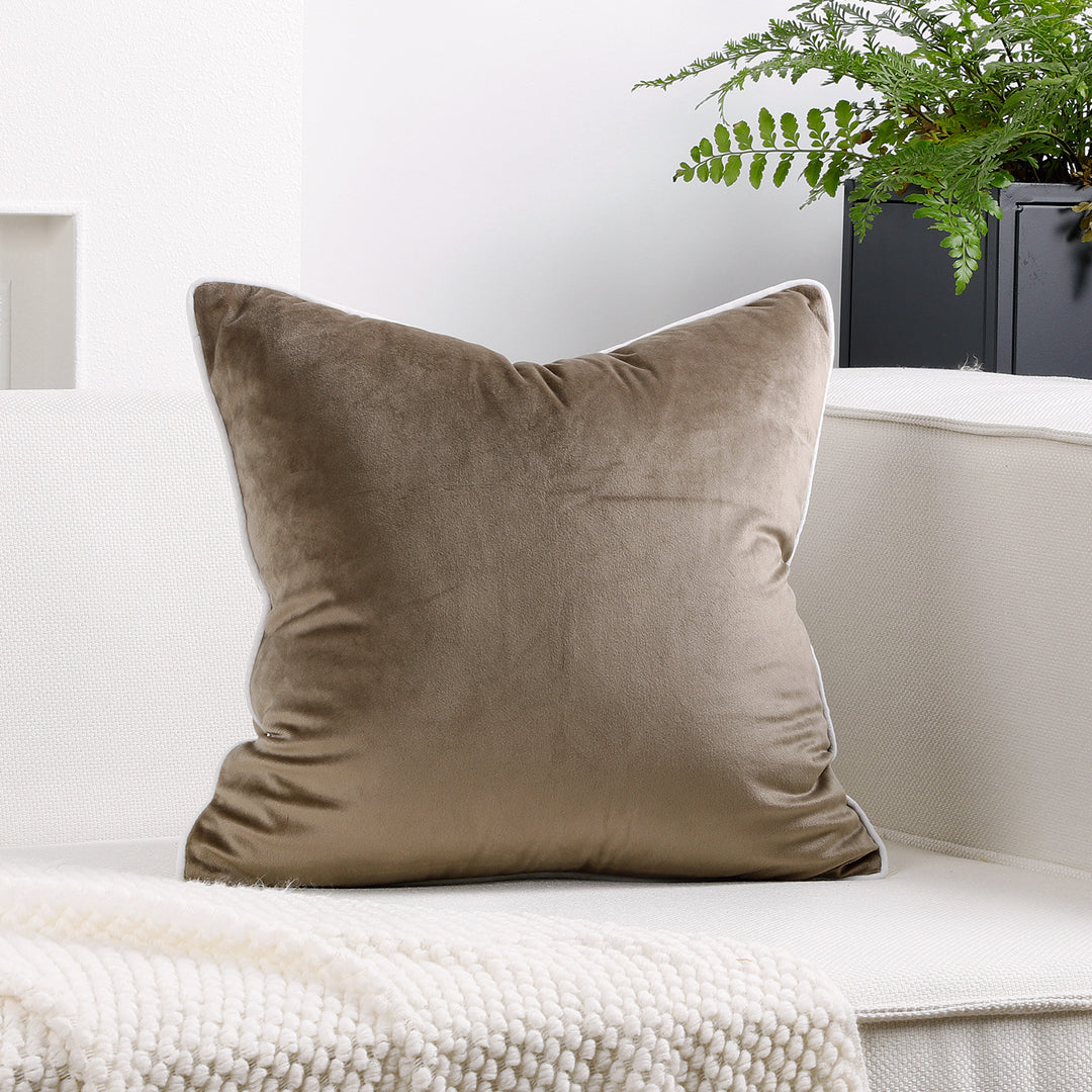 Luxury Velvet Throw Cushion with Contrast Piping