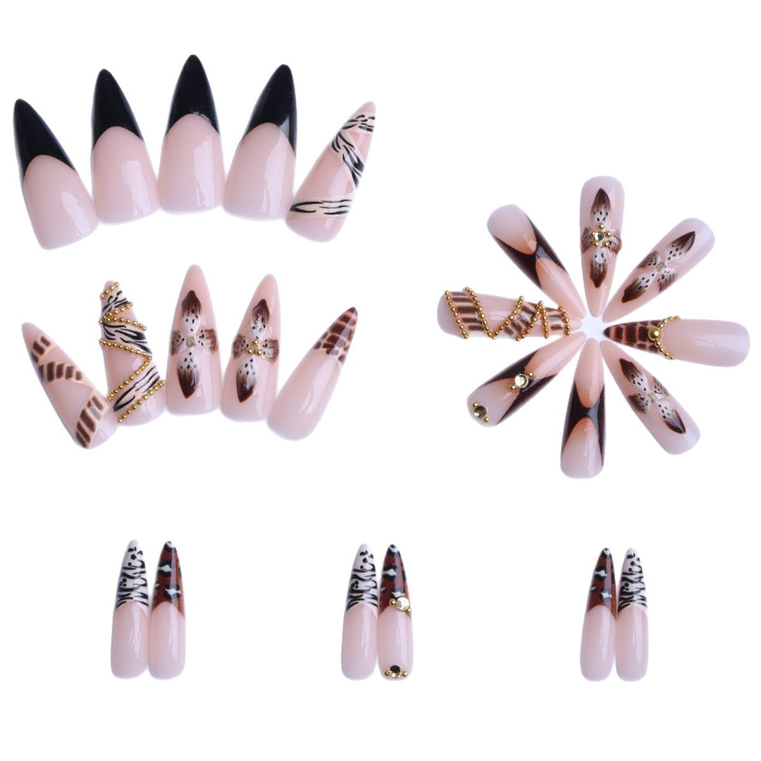 Artificial Stiletto Artificial Nails with Glamorous Animal Designs Kalsten