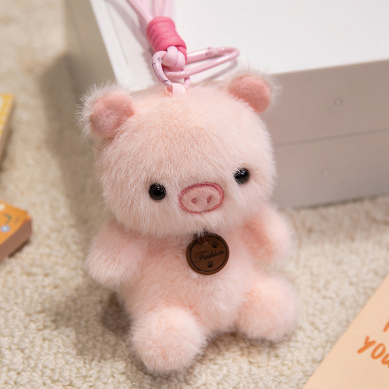 Plush Sitting Piglet Comforter Toy with Embroidered Paw Charm and Pendant Kalsten