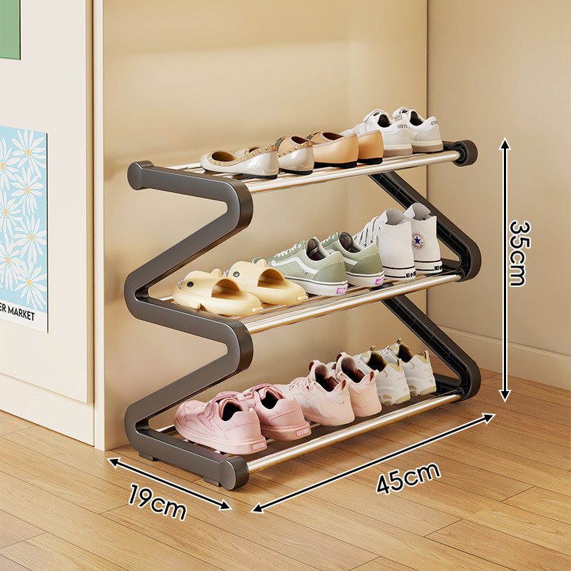 Compact Zigzag Multi-Tier Vertical Shoe Storage Rack