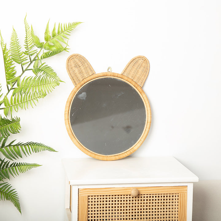 Round Wall Mirror with Rattan Design Kalsten