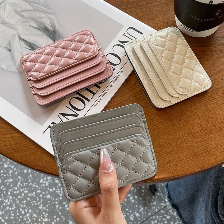 Quilted Leather Card Holder Wallet