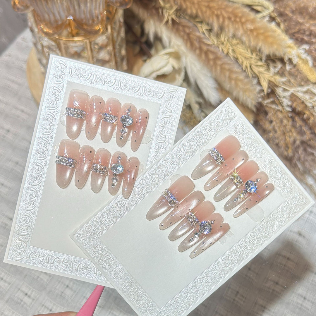 Premium Rhinestone-Embellished Stiletto Press-On Nails Kalsten