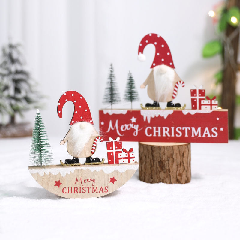 Wooden Christmas Gnome Figurine