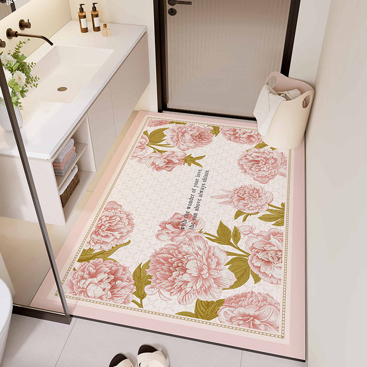 Floral Design Bathroom Mat