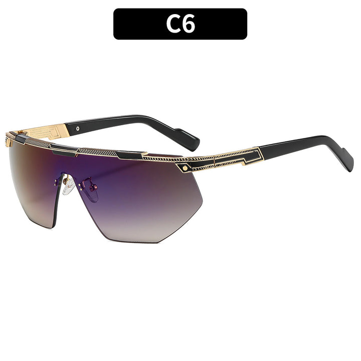 Fashionable Shield Sunglasses with Luxe Metal Accents
