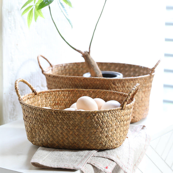 Natural Woven Storage Basket with Ergonomic Handles Kalsten